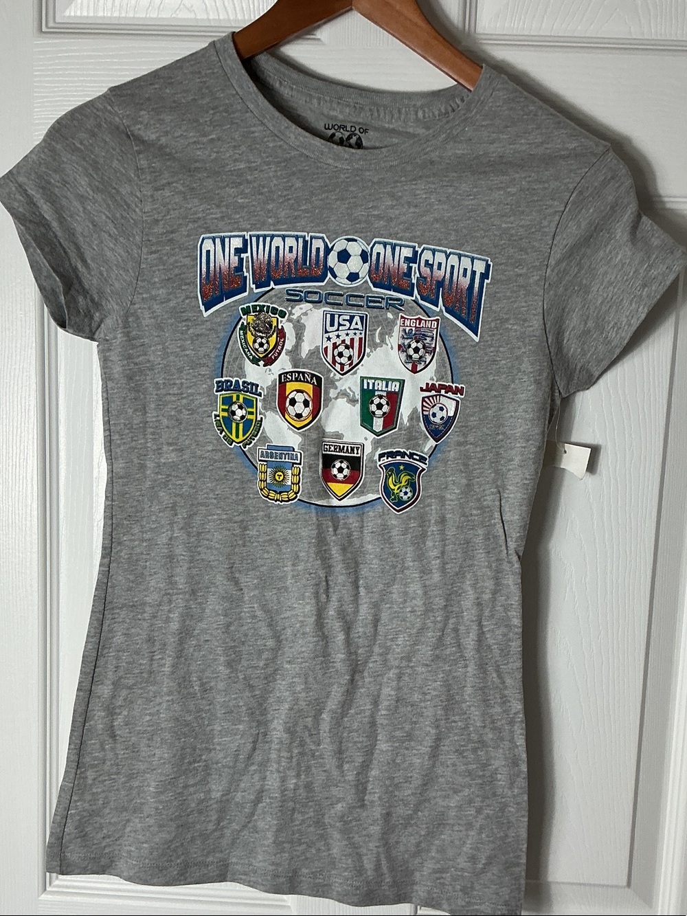 Gray 'One World One Sport' Soccer Graphic Tee for Girls